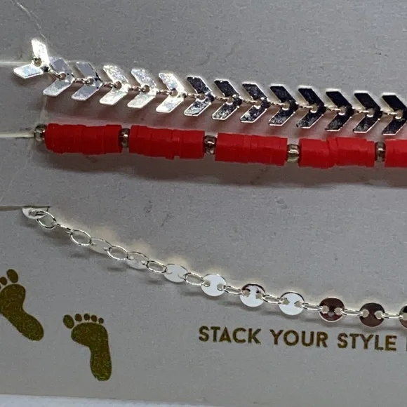Erimish 3 PCs Anklets - NIB - Picture 2 of 4